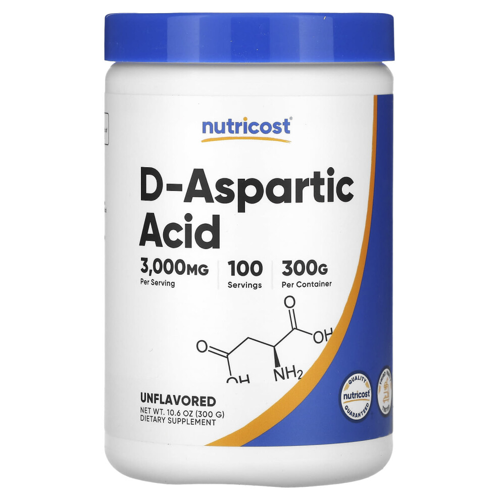 Nutricost , D-Aspartic Acid, Unflavored, 10.6 Oz (300 G)
