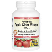 Natural Factors, Fermentierter Apfelessig, 500 mg, 180 Leicht zu schluckende Kapseln
