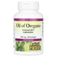 Natural Factors, Oreganoöl, 180 mg, 60 Softgels