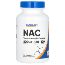 Nutricost, NAC, Veganes N-Acetyl-L-Cystein, 600 mg, 120 Kapseln