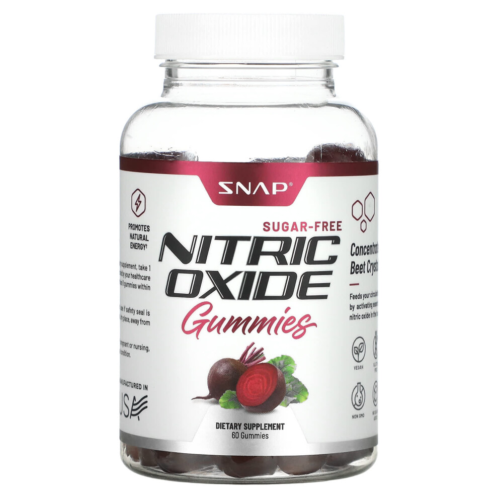 Snap Supplements , Nitric Oxide Gummies, Sugar-Free 60 Gummies