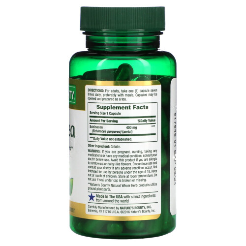 Nature's Bounty, Echinacea, 400 mg, 100 Kapseln 1