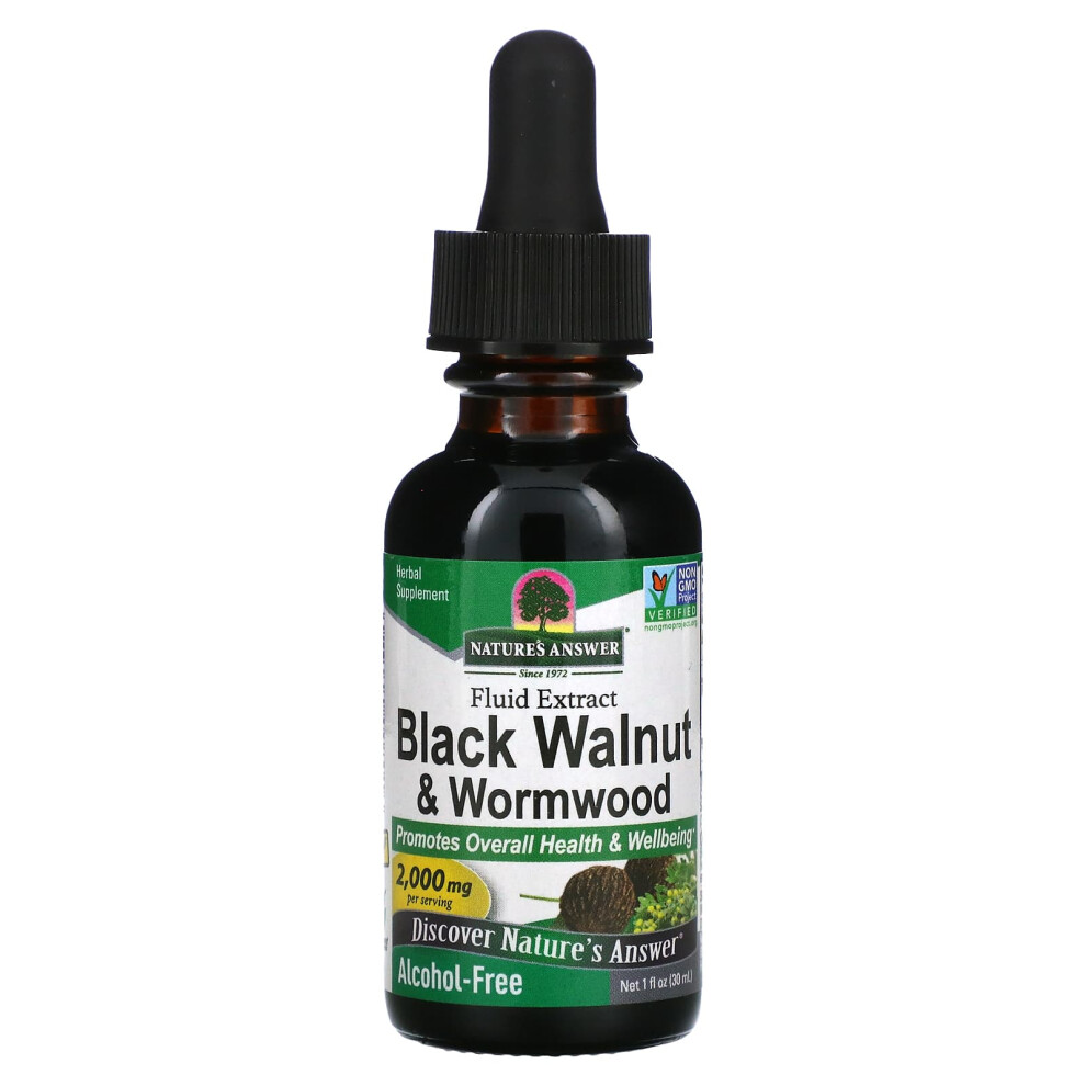 Nature's Answer Black Walnut & Wormwood, Fluid Extract, Alcohol-Free, 2,000 Mg, 1 Fl Oz (30 Ml)