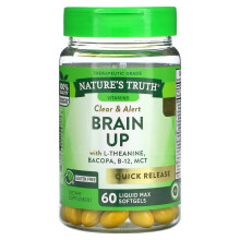 Nature's Truth, Brain Up, Mit L-Theanin, Bacopa, B-12, MCT, 60 Flüssig-Max-Softgels