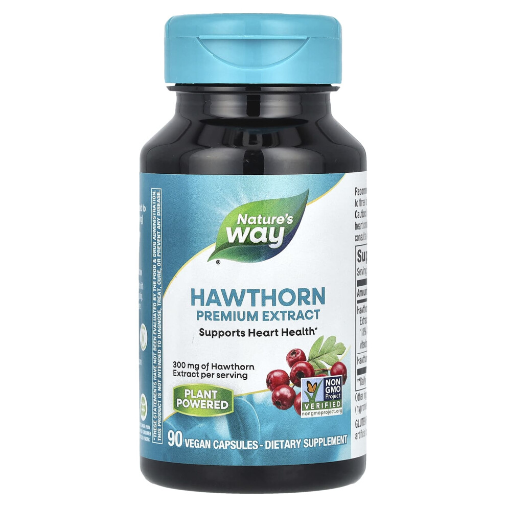 Nature's Way , Hawthorn, Premium Extract, 300 Mg, 90 Vegan Capsules