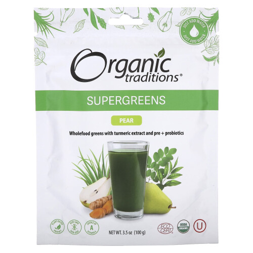 Organic Traditions, Supergreens, Birne, 3,5 oz (100 g)