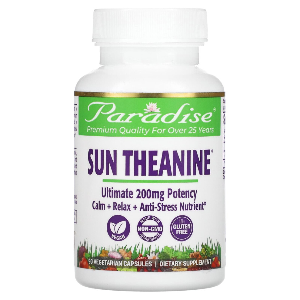 Paradise Herbs , Sun Theanine, 200 Mg, 90 Vegetarian Capsules