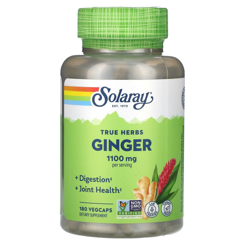 Solaray , True Herbs, Ginger, 1,100 Mg, 180 Vegcaps