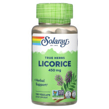 Solaray, Echte Kräuter, Süßholz, 450 mg, 100 VegCaps