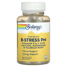 Solaray, Zeitverzögertes Vitamin B-Stress PM, 120 Kapseln