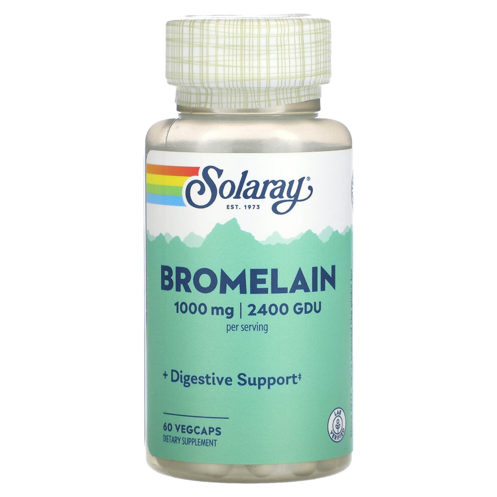 Solaray , Bromelain, 1,000 Mg, 60 Vegcaps (500 Mg, 1,200 Gdu Per Capsule)