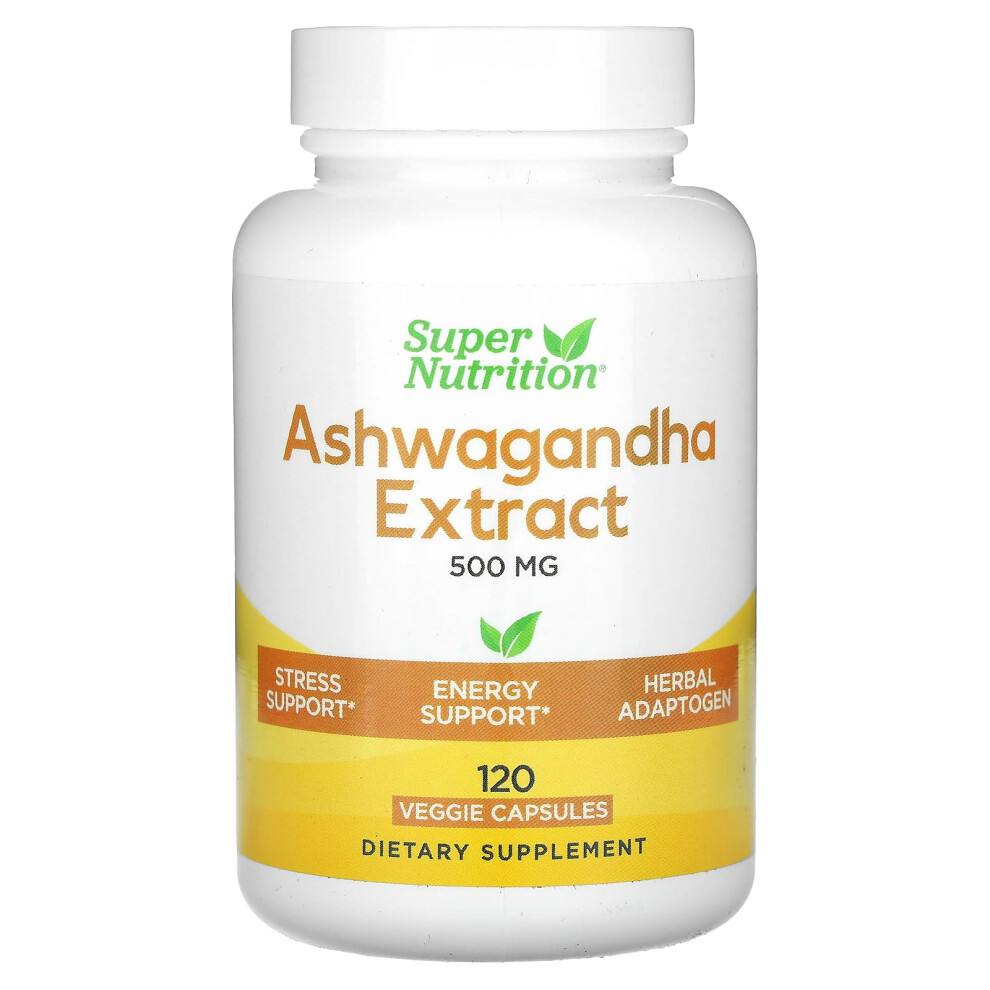Super Nutrition , Ashwagandha, 500 Mg, 120 Veggie Capsules