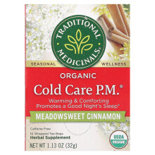 Traditional Medicinals, Soin du Rhume Nuit Bio, Reine-des-Prés Cannelle, Sans Caféine, 16 Sachets de Thé Emballés, 1,13 oz (32 g)