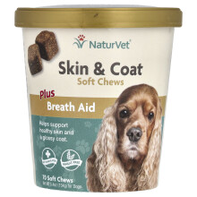 NaturVet, Haut & Fell Weichkausnacks, Plus Atemhilfe, Für Hunde, 70 Weichkausnacks, 5,4 Unzen (154 g)