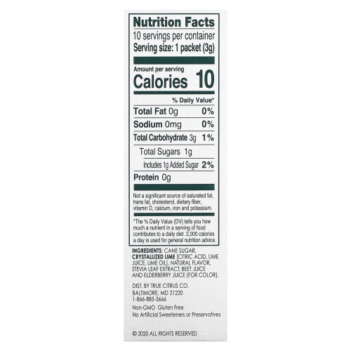 True Citrus, True Lime, Limeade, Watermelon , 10 Packets, 0.11 oz (3 g) Each 1