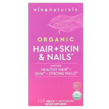 Viva Naturals, Biologique Cheveux + Peau & Ongles, 120 Comprimés