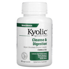 Kyolic, Extrait d'Ail Vieilli, Nettoyage & Digestion, Formule 102, 100 Capsules Végétaliennes