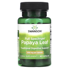 Swanson, Vollspektrum Papayablatt, 400 mg, 60 Kapseln