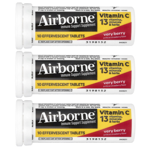 AirBorne, Immune Support Supplement, Very Berry, 3 Tubes, 10 Effervescent Tablets Each 2
