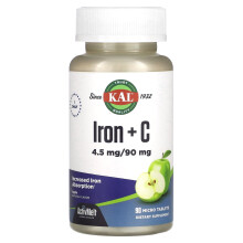 KAL, Eisen + C, Apfel, 90 Mikrotabletten