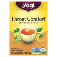 Yogi Tea, Confort de la Gorge, Sans Caféine, 16 Sachets de Thé, 1,27 oz (36 g)