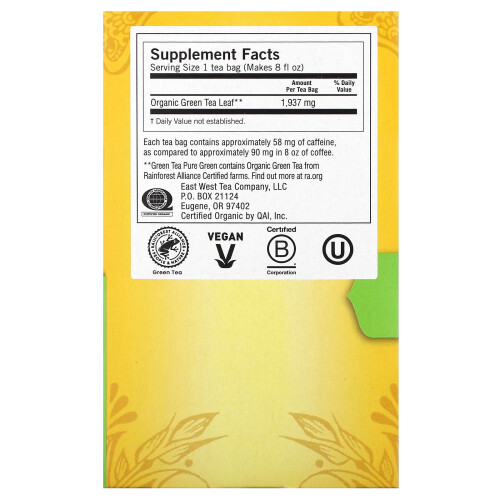 Yogi Tea, Grüner Tee Reiner Grüntee, 16 Teebeutel, 1,09 oz (31 g) 1
