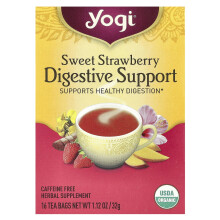 Yogi Tea, Soutien Digestif, Douce Fraise, Sans Caféine, 16 Sachets de Thé, 1,12 oz (32 g)