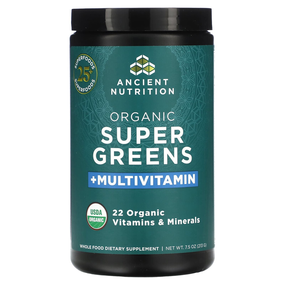 Ancient Nutrition , Organic Super Greens + Multivitamin, 7.5 Oz (213 G)