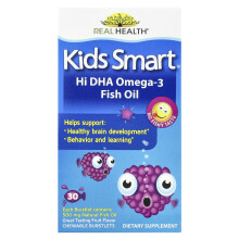 Bioglan, Kids Smart, Hi DHA-Omega 3 Fischöl, Frucht, 30 Kautabletten Burstlets