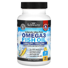 BioSchwartz, Omega 3 Fischöl, Zitrone, 90 Weichkapseln