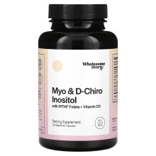 Wholesome Story, Myo & D-Chiro Inositol mit MTHF Folat + Vitamin D3, 120 vegetarische Kapseln