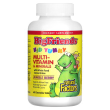 Natural Factors, Big Friends, Multi-Vitamines et Minéraux à Croquer, Baies de la Jungle, 60 Comprimés à Croquer
