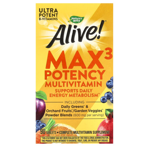 Nature's Way, Alive! Max3 Potenz Multivitamin, 90 Tabletten