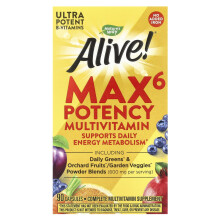 Nature's Way, Alive! Max6 Potenz Multivitamin, Ohne Zusatz von Eisen, 90 Kapseln