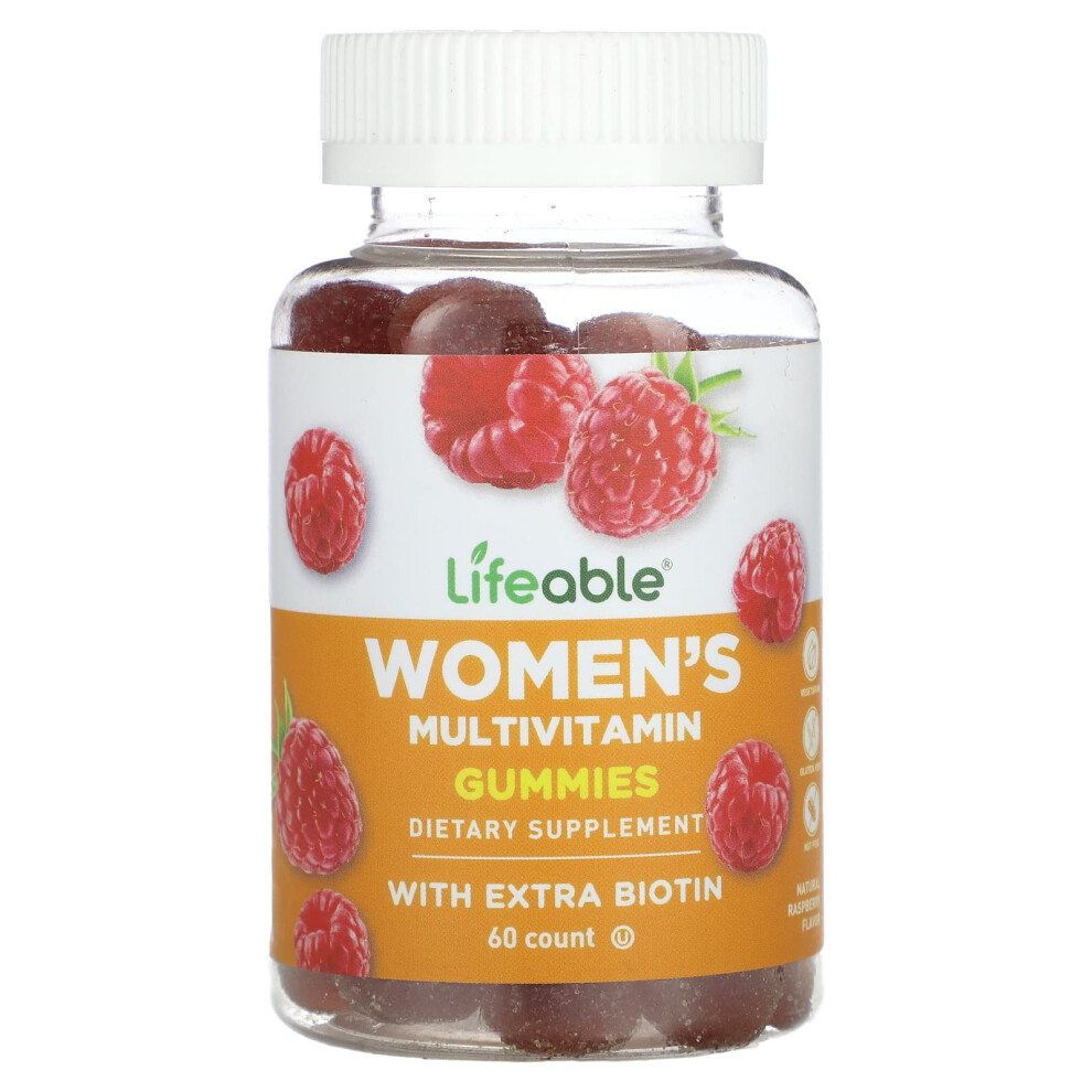 Lifeable , Women's Multivitamin Gummies, Natural Raspberry, 60 Gummies