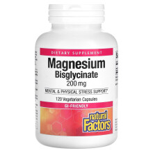 Natural Factors, Magnesiumbisglycinat, 200 mg, 120 vegetarische Kapseln