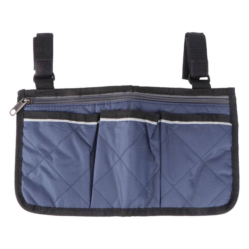 Aboofan Blue Wheelchair Organizer Arm Rest Pouch Sturdy Scooter Carry Bag