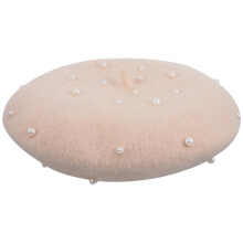 Beige Girl Beret Cap Warm Polyester Casual Hat for Outdoor Use
