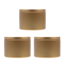 3Pcs Iron Candle Jars with Lids Golden for Home Candle Making Supplies