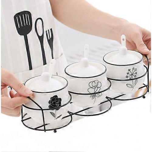 3 pcs/ SET Europe Type Ceramic Spice Box Seasoning Bottle 1