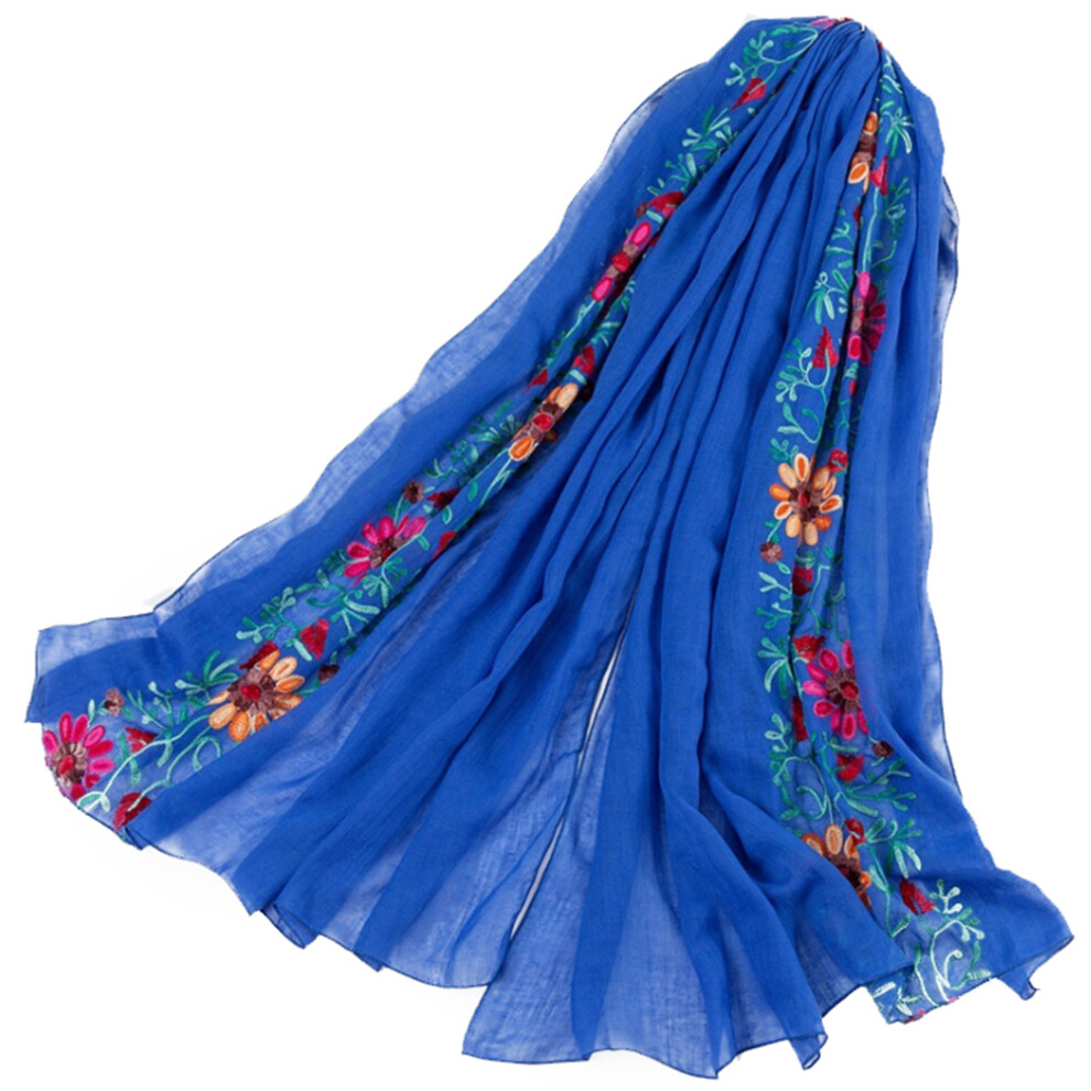 Worgeous  Women's Cotton And Linen Flower Scarf Royal Blue Miss-image-OPC-PJV256F-NEW