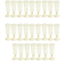 25pcs 150ml Plastic Champagne Flutes Disposable Sparkling Wine Cups Clear Pink Rose Goblets