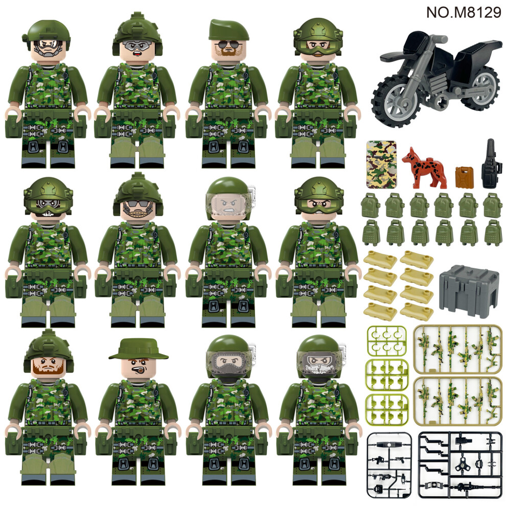 Enekio (12Pcs-A) 36Pcs Camouflage Special Forces Military Minifigures Toys Fits Lego