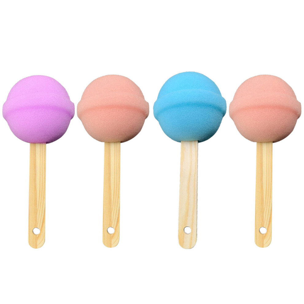 Artibetter 4Pcs Colored Bath Sponge Lollipop Shape Back Brush For Home Shower Use