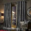 (Grey Velvet) 90" width 90" drop - Velvet Curtains Ring top Eyelet Ready Made Lined Pair Panel Crushed 3