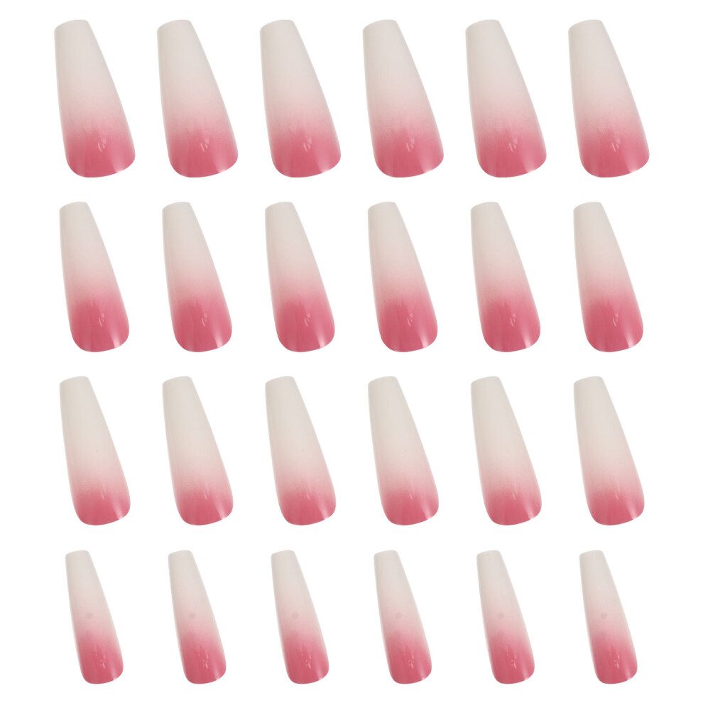 Happyyami Pink 24Pcs Long Press On Nails Ballerina Coffin False Nails Set