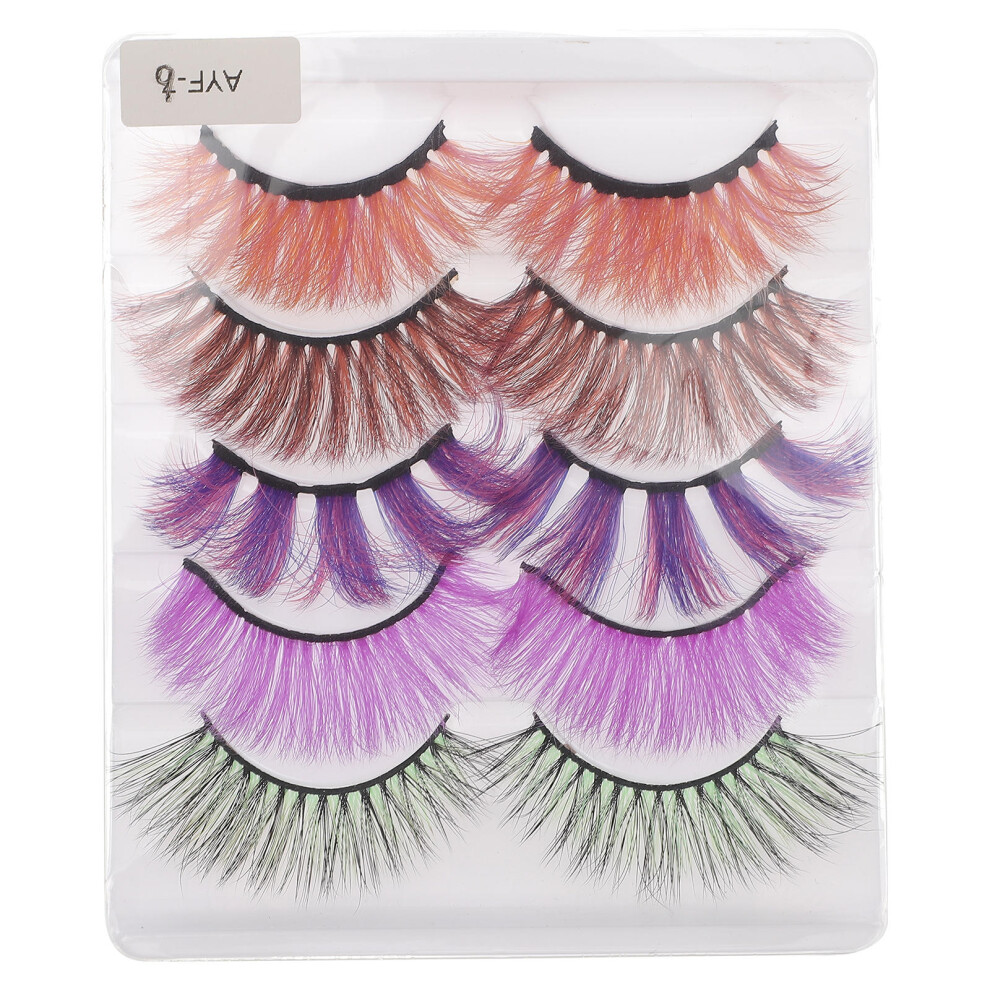 Happyyami 5 Pairs Colored False Eyelashes 5D Magnet Imitation Flash