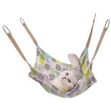 (Four Leaf Clover)Cat Dog Cage Hammock Cotton Linen Hanging Bed Mat Breathable Summer