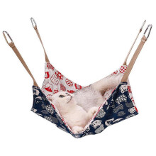 (Lucky Cat On Blue Ba)Cat Dog Cage Hammock Cotton Linen Hanging Bed Mat Breathable Summer