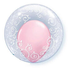 Qualatex 24 inch Deco Fancy Filigree Single Clear Bubble Balloon Clear/White One Size